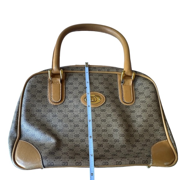 Gucci Vintage Monogram Canvas Boston Bag with Tan Leather Trim - Picture 7 of 16
